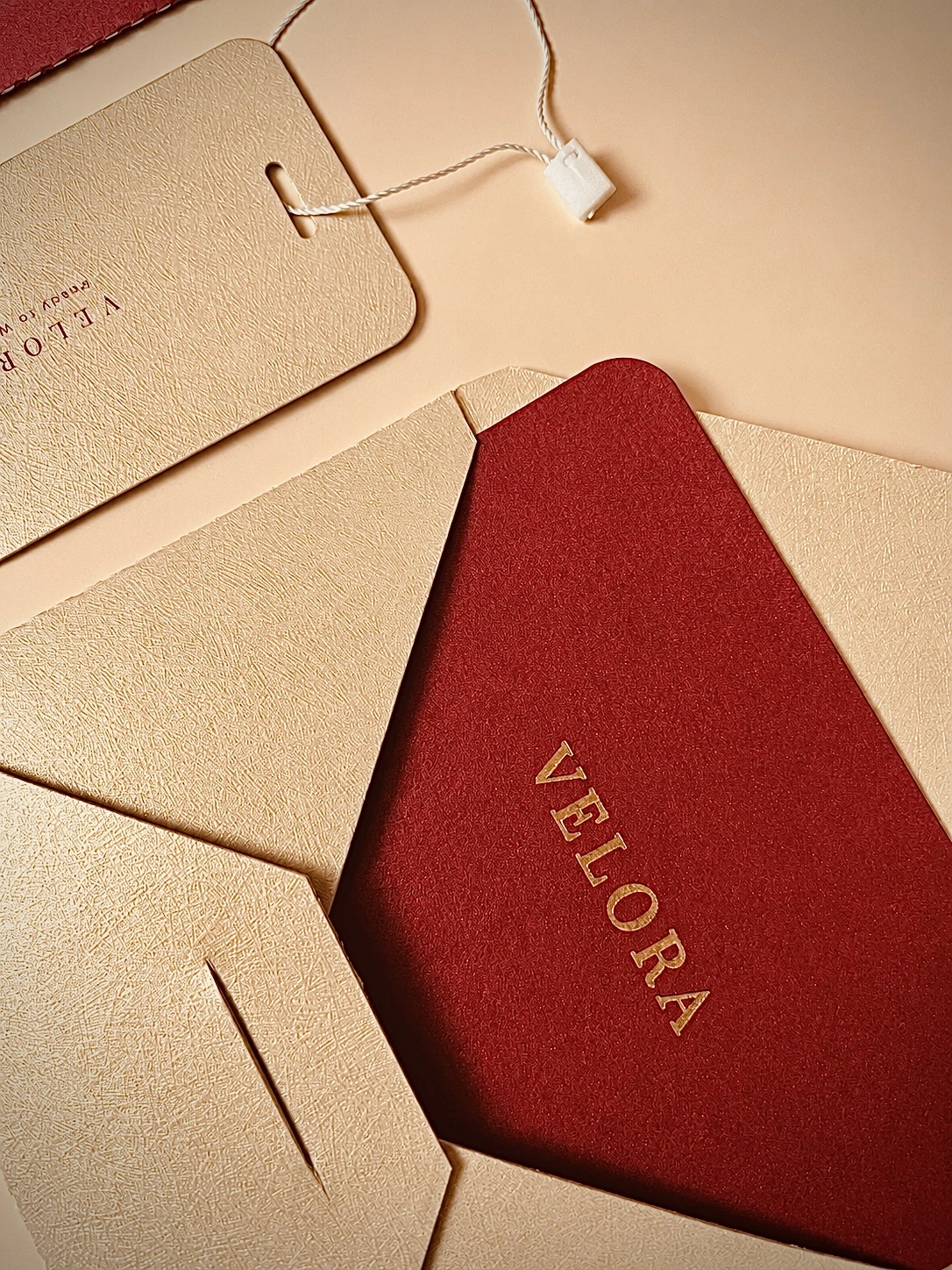 Branded thank-you card and envelope for a fashion label