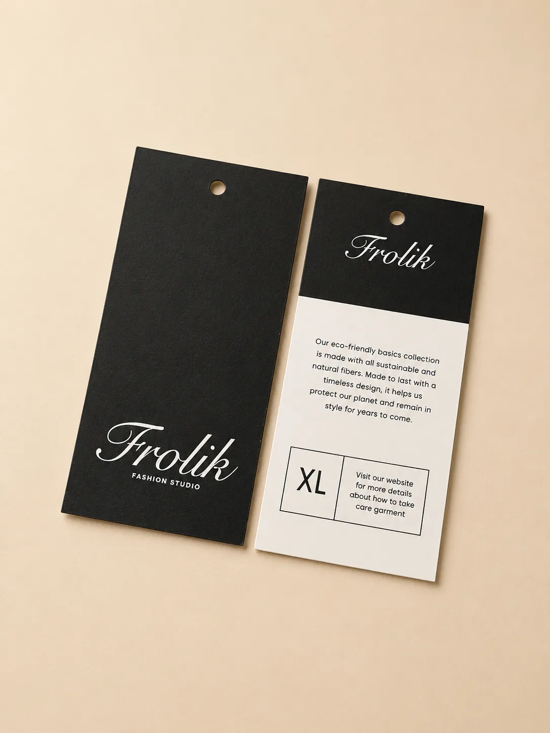Layered branded hang tag created for a fashion label
