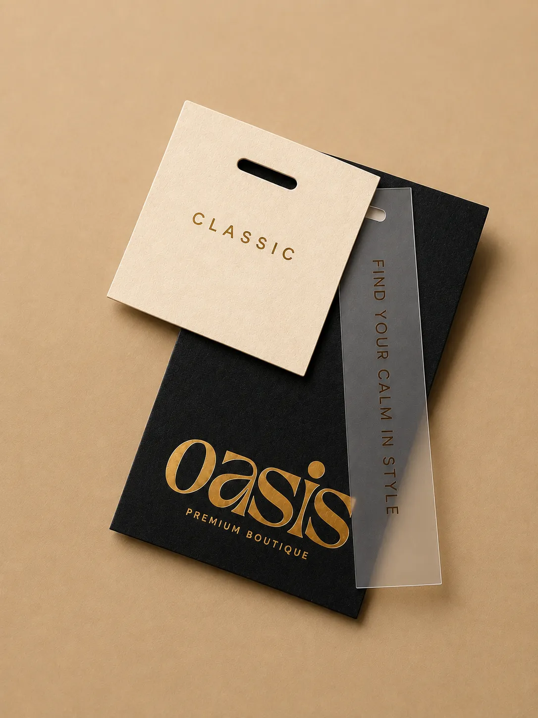Layered branded hang tag created for a fashion label